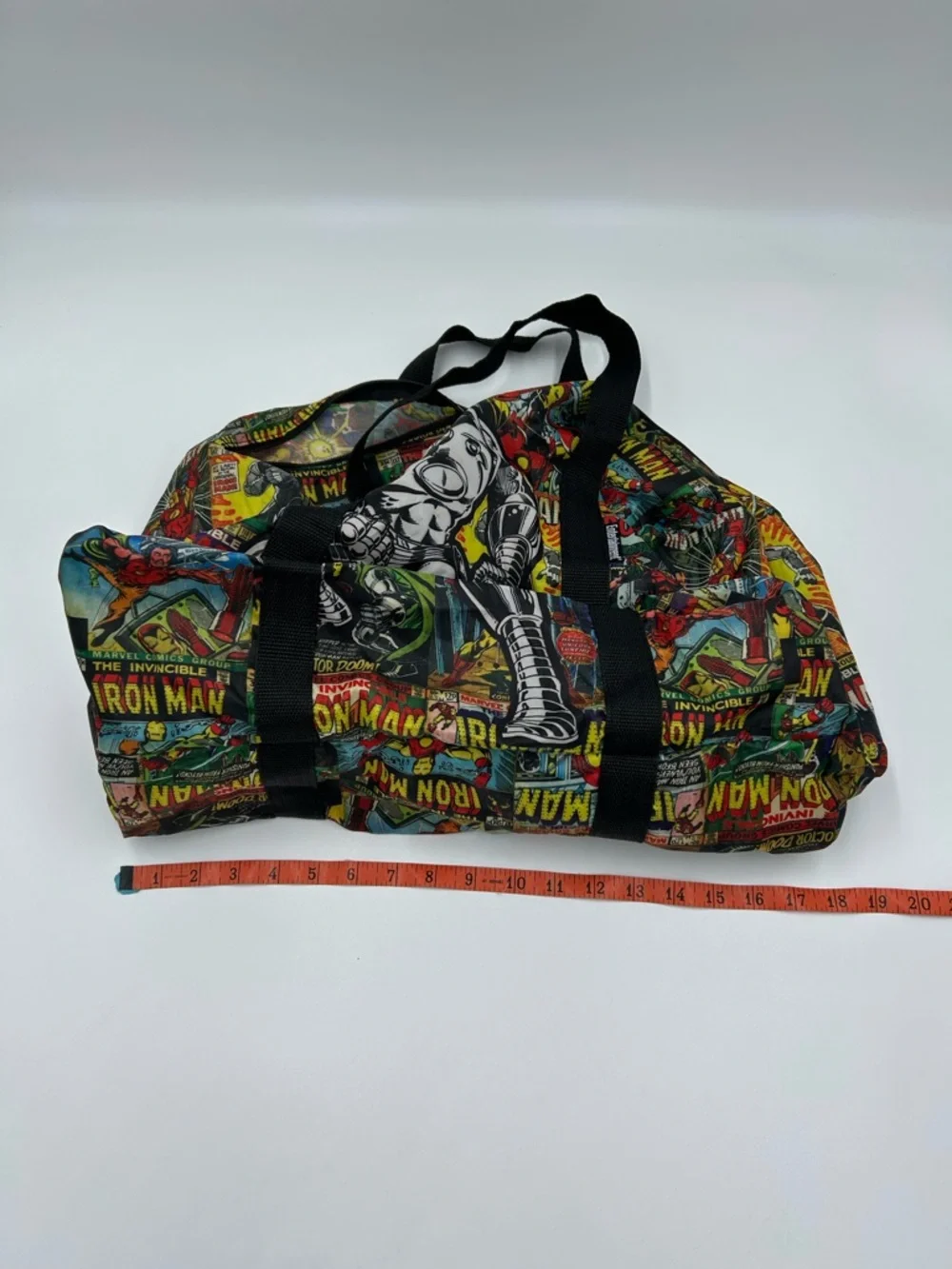 Iron Man Marvel Comic Print Men’s Duffle Bag - Black Strap NWOT